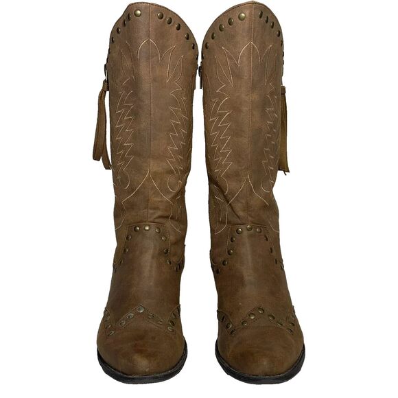 Coconuts Winchester Western Women’s 9M Cowboy Boots Brown Studded Side Zip - Picture 3 of 4